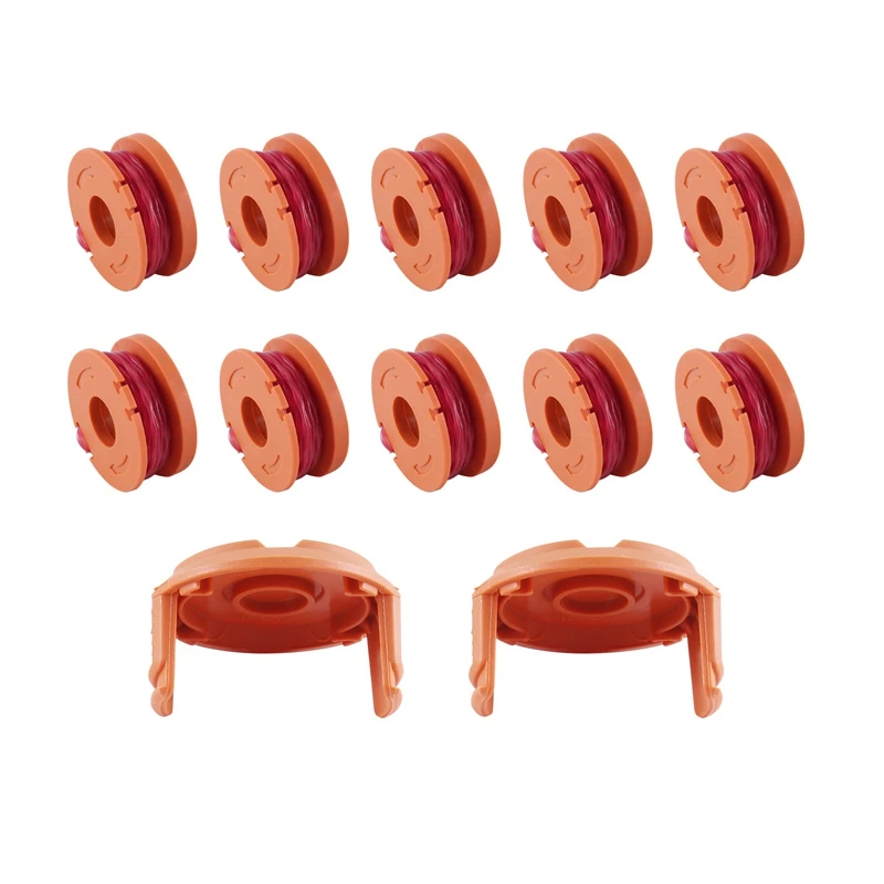 Vendita Al Dettaglio Confezione Da 12 Bobine Di Ricambio String Trimmer Line 10 Pack Spool E 2 Cap Accessori Per Tosaerba Per Worx