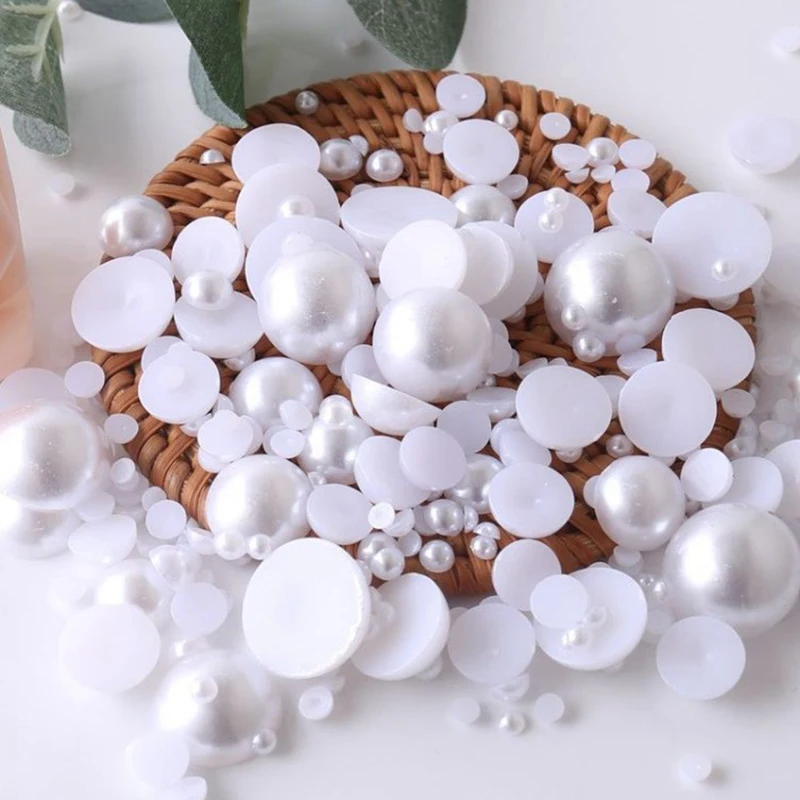 Acrylic beads 3mm-20mm half round pearls for jewelry making craft clothing accessories phone stickers nail art diamonds