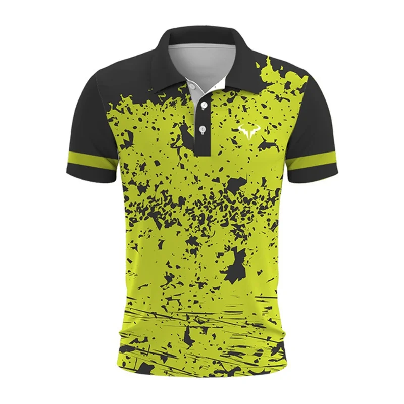 New 3D Printed Striped Style Men Polo Shirt Fashionable Golf Tennis Lapel Short Sleeved Top Loose and Breathable Summer Clothing 16 S9acbad50175b45328545bd506f29c752M