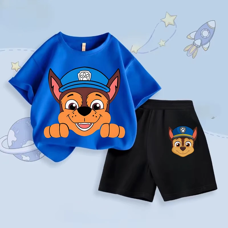 PAW Patrol Children's T-shirts Sets Boys Summer Short Sleeve Shorts Two Piece Sets Kids Outfits Breathable Casual Clothes Set 3