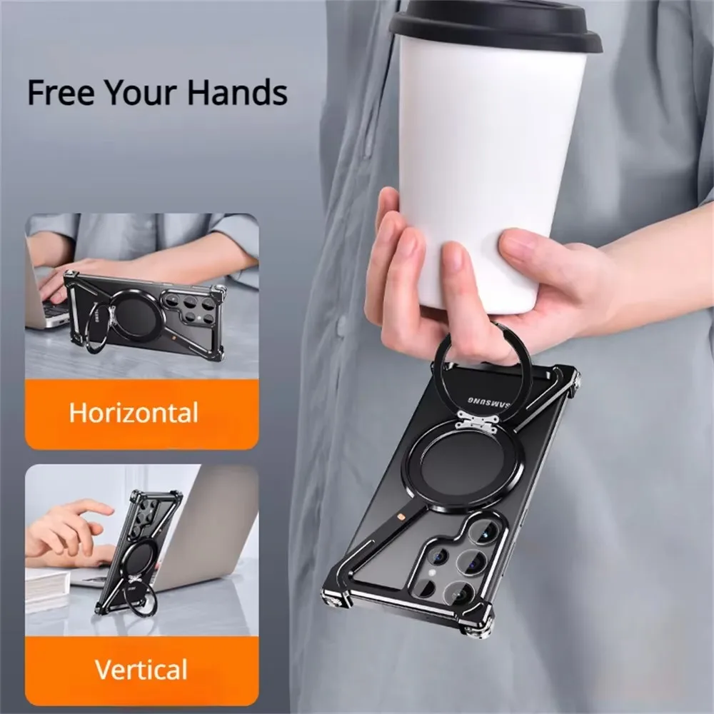 Metal MagSafe Z Shape Phone Case for Samsung Galaxy S24S25 Ultra - 360 Rotating Bracket Cover