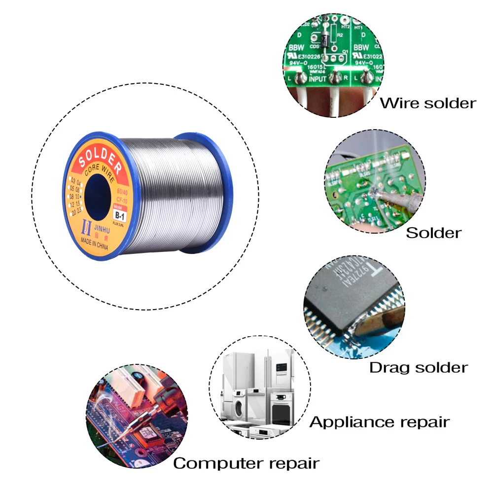 500g 0.5mm 0.8mm 1.0mm 2.0mm 60% Tin Rosin Core Soldering Wire for Electrical repair IC repair soldering wire soldering tin wire