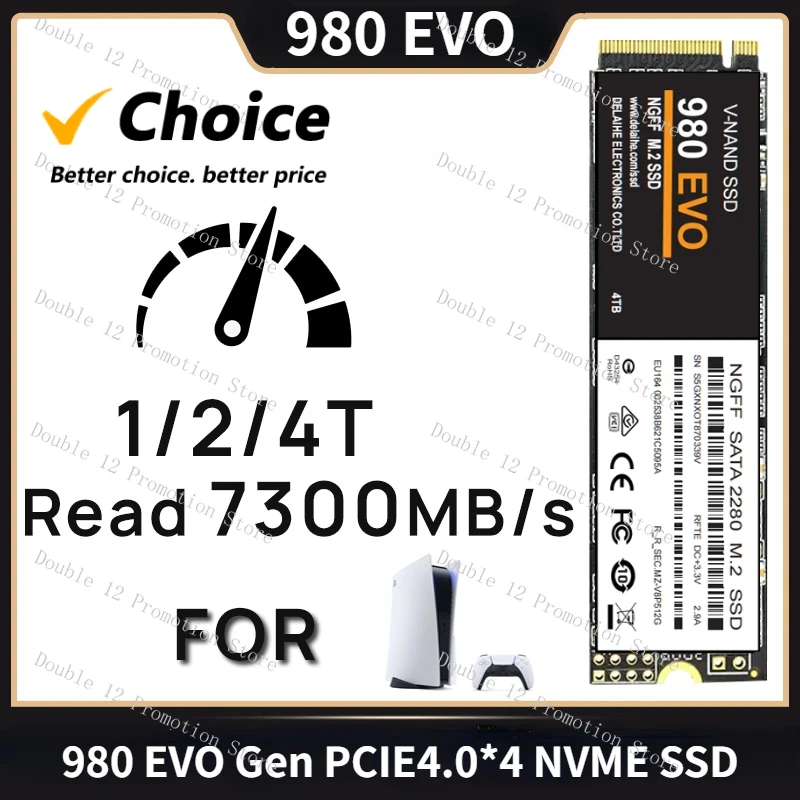 

980 EVO 4TB M2 2280 SSD 2TB Internal Solid State Disk PCIe Gen 4.0 X 4 NVMe 2.0 Read:13000Mbs for Desktop Computer/laptop/PC/PS5