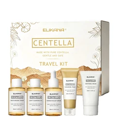 Revitalizing Centella Asiatica Skin Care Travel Set: Serum, Cleansing Oil, Moisturizing Toner, Foaming Cleanser, Soothing Cream (5 - piece set)