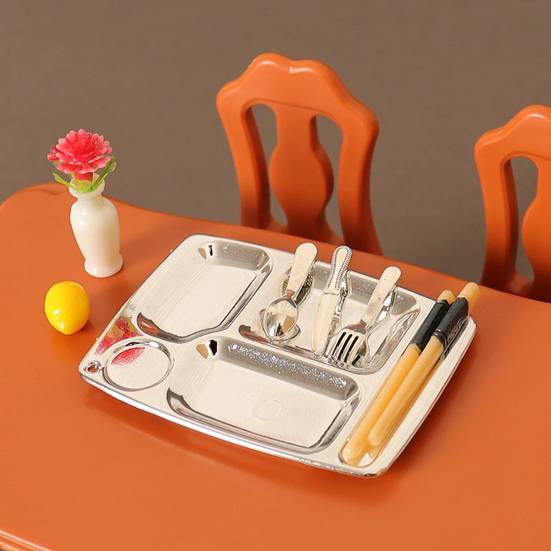 

1:12 миниатюрная посуда для кукольного домика, обеденная тарелка, вилка, ложка, обеденный стол, набор моделей, Декор, игрушка, кукольный домик, кухонные аксессуары