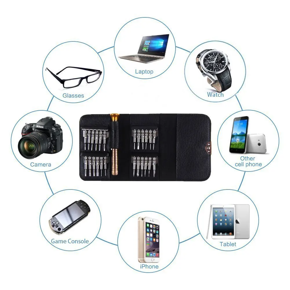 25 Pcs Precision Screwdriver Set Repair Opening Tool Kit For Cell Phone Mobile Phone Laptop Computer Tablet Watch