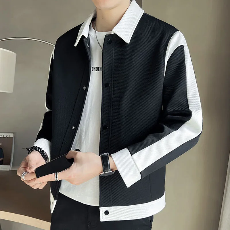 New Spring and Autumn Fashion Trends, Handsome, Colorful, Versatile Polo Collar Korean Casual Jacket, Loose Fitting Men's Jacket