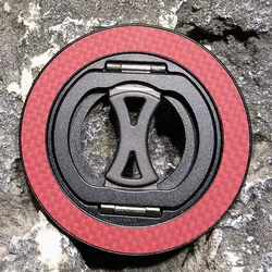 Carbon Fiber Aramid Magnetic Ring Finger Grip Stand Holder (Plaid Red)