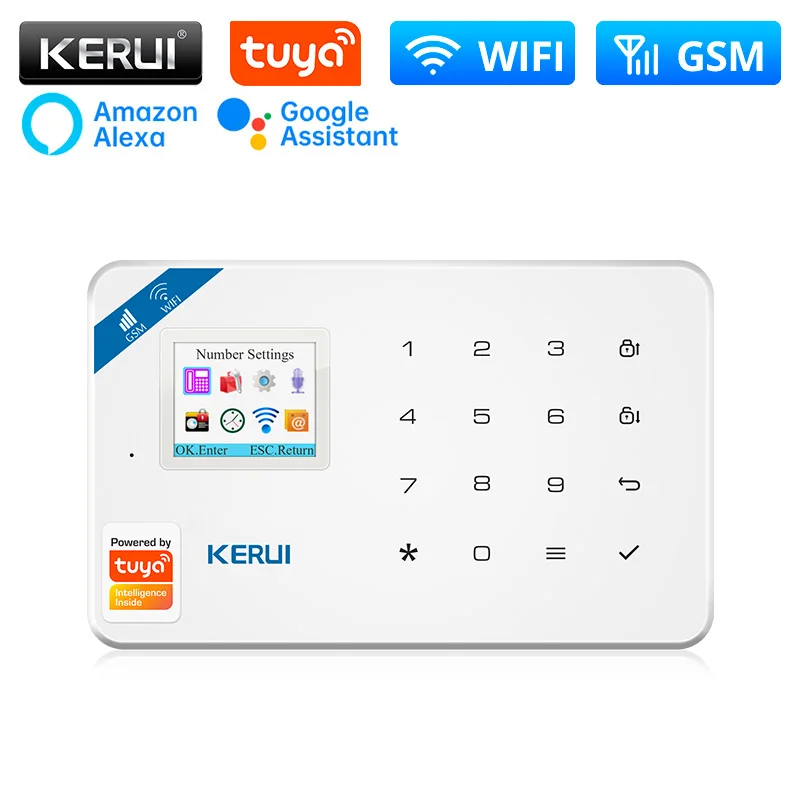 Smart Home Security System Panel with WiFi & GSM Connectivity - Supports Alexa & Tuya App, Includes Wireless Motion Sensor & Siren