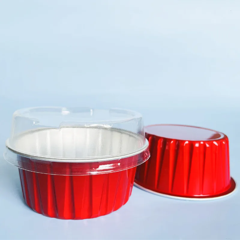 Set Di 50 Tazze Da Forno In Alluminio Con Coperchi - Per Cupcake