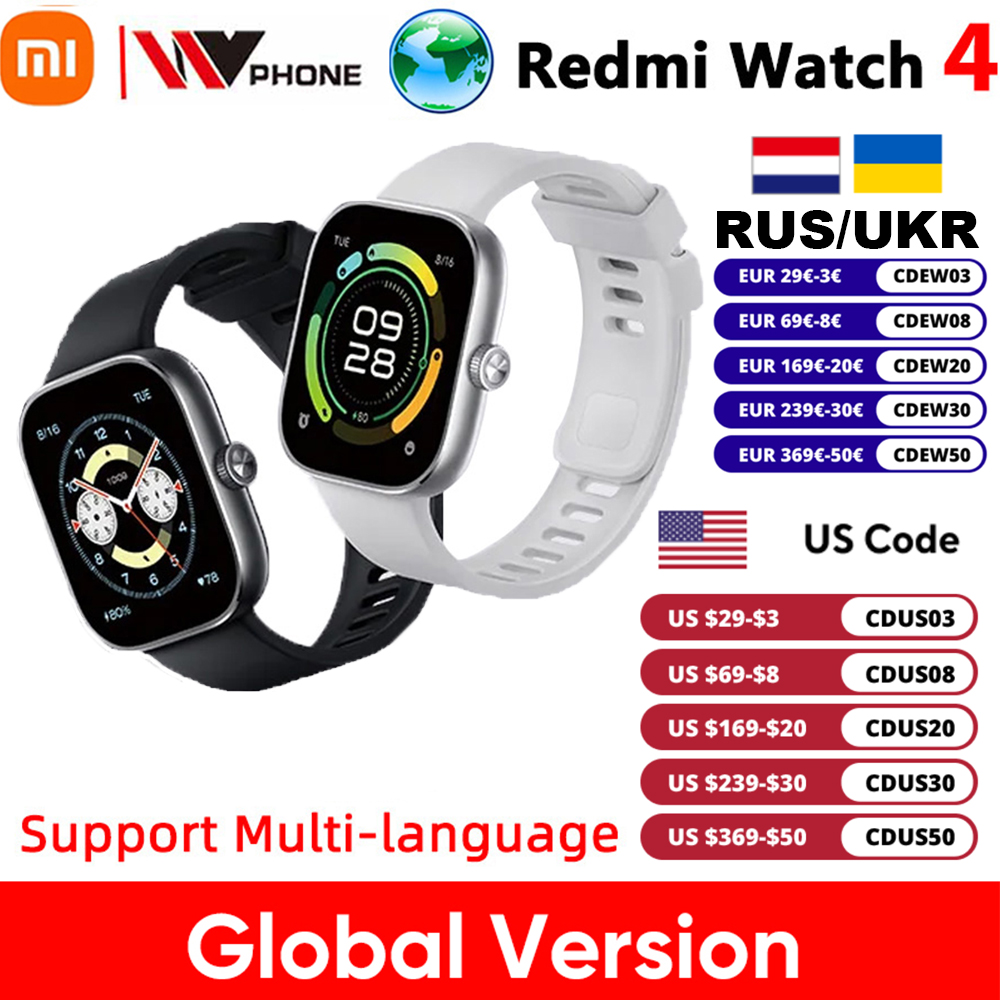  Global Version Redmi Watch 4 Ultra Large 1.97'' AMOLED Display GPS GNSS Smartwatch Bluetooth Phone Call Smart Sleep Monitoring 