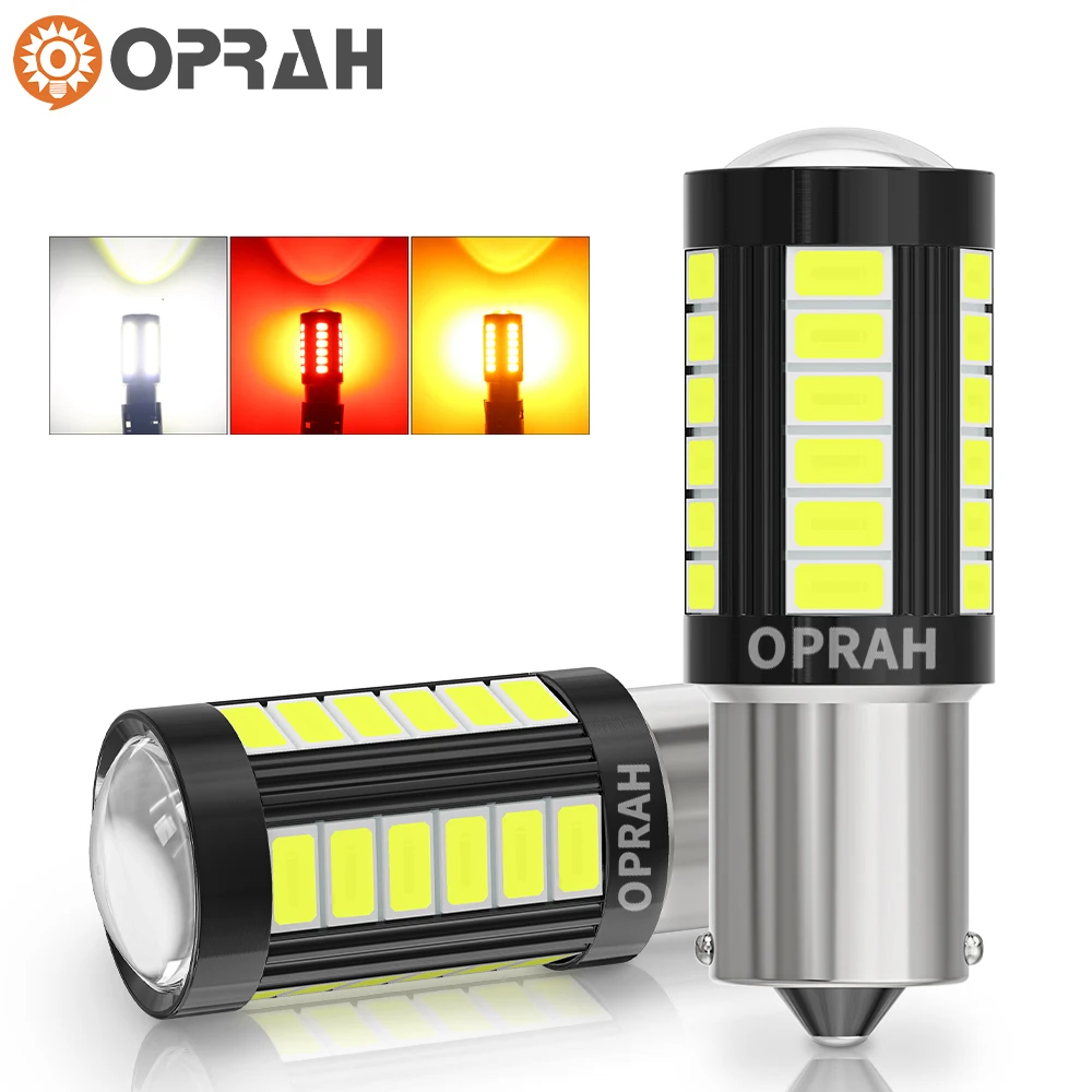 

Oprah 1pcs Car Truck LED Lights 1156 BAU15S BA15S 1157 BAY15D P21/5W Front Rear Signal Lamps DRL Bulbs 33*5630SMD Canbus 12V 24V