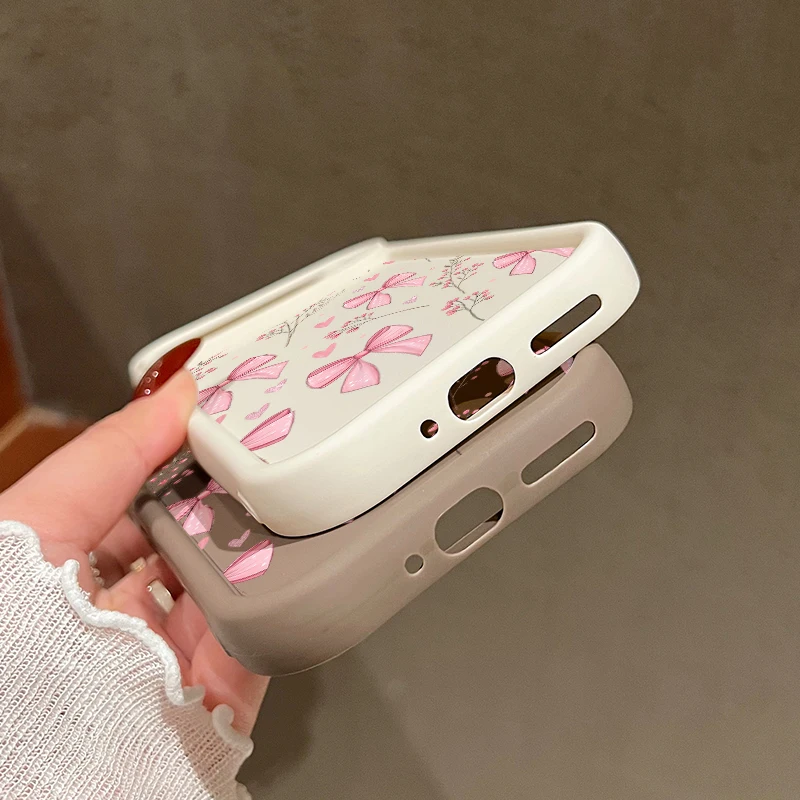 Pink Bow Flower Print Shockproof Soft Silicone Phone Case