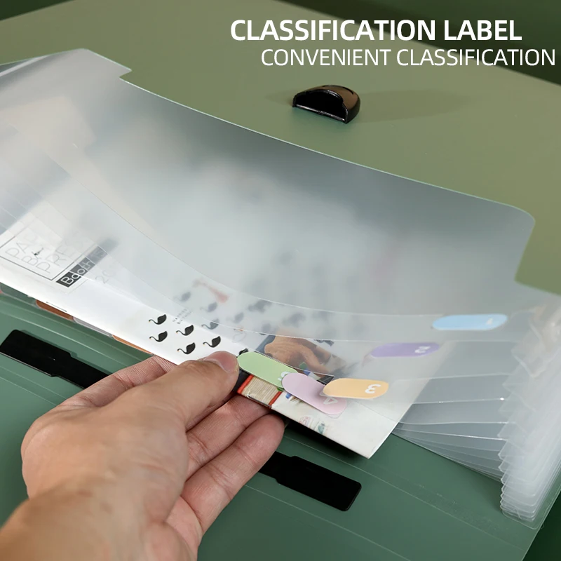 Cartella di file A4 Borsa portaoggetti alla moda a 13 strati Organizzatore da tavolo per forniture per ufficio scolastico Carta di prova di cancelleria - immagine 5