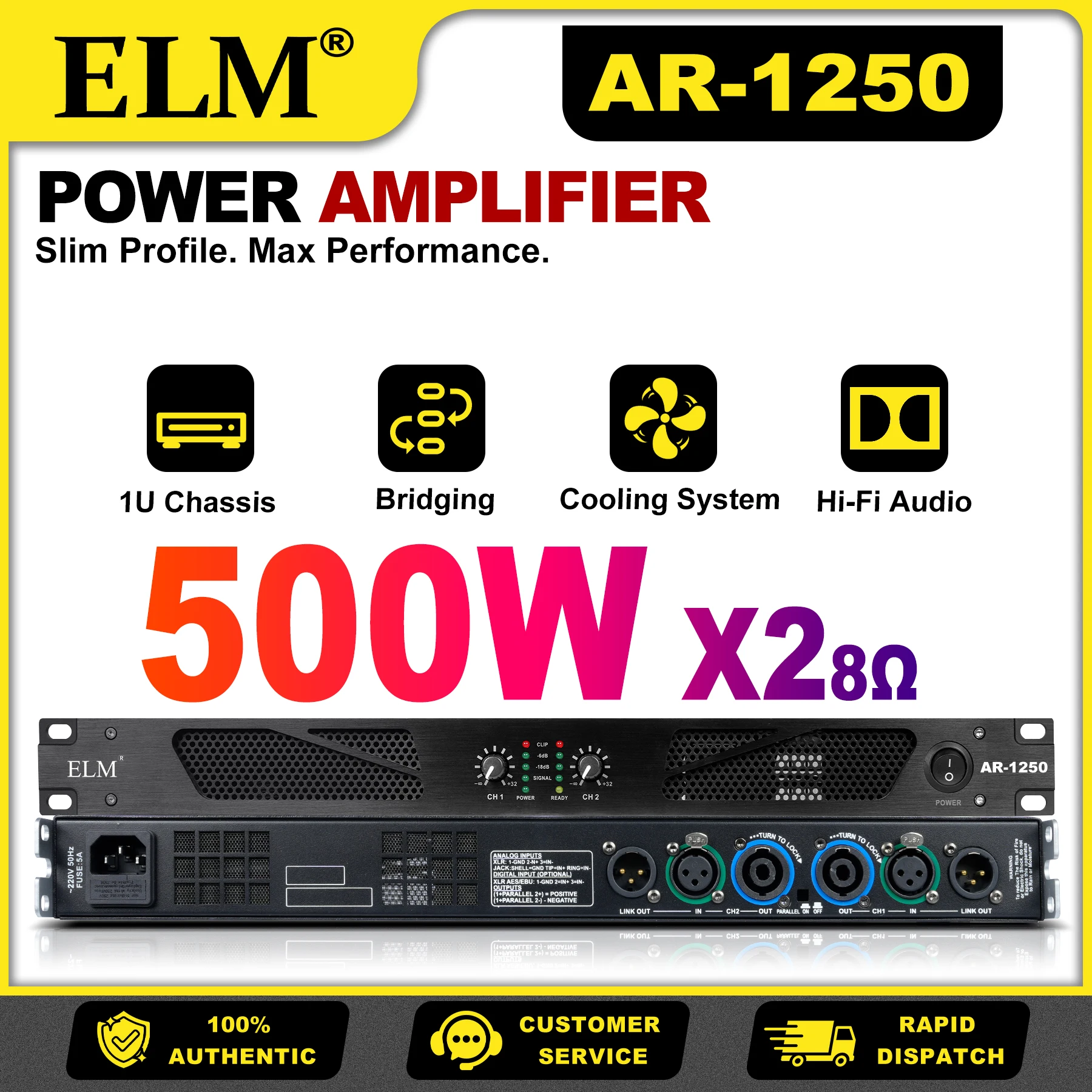 전문 파워 앰프 AR-1250 AR-1450 500W*2/4 채널 스테레오 오디오 앰프 8Ω THD 0.005% KTV 무대 홈시어터용