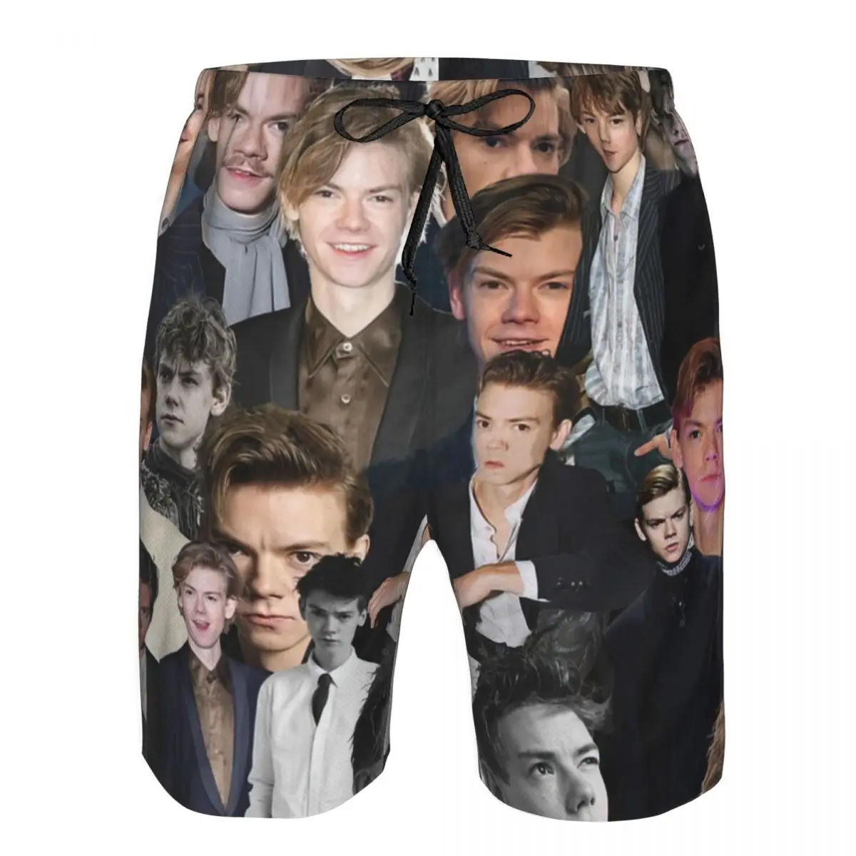 

Thomas Brodie-sangster Collage Men's Beach Shorts Fitness Quick-drying Swimsuit Funny Street Fun 3D Shorts