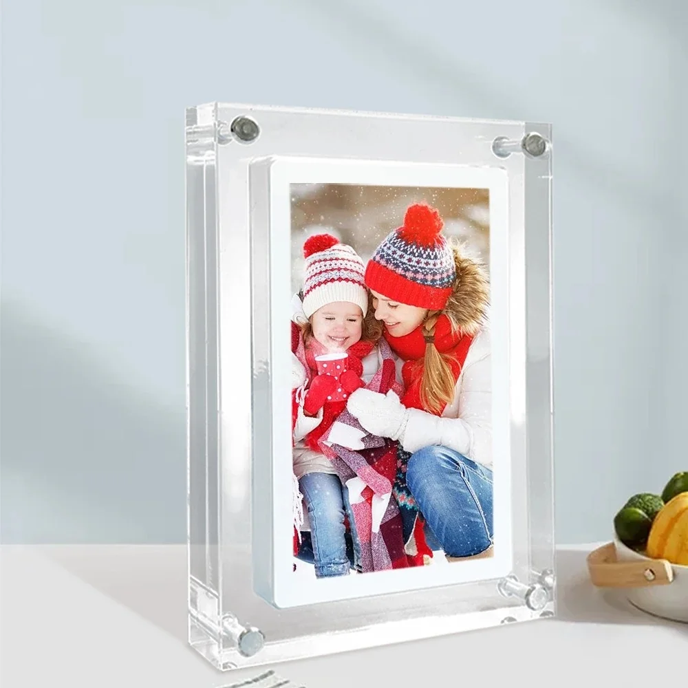 

Acrylic Digital Photo Frame 5/7 Inch 1000mAh Vertical Display IPS Screen 2G Memory Battery Porta Retrato Digital