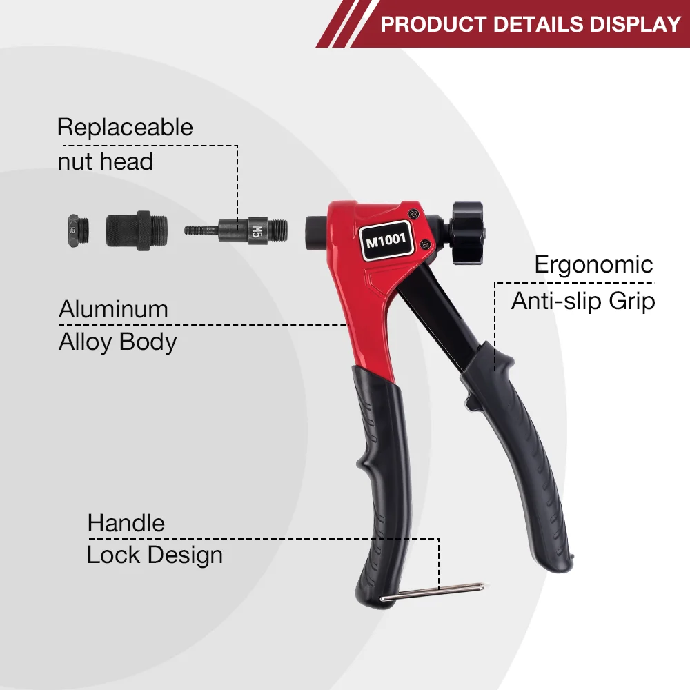 Manual Rivet Nut Gun M3 M4 M5 M6 Household Multi-specification Riveting Machine Riveting Tools Insert Nut Quick Tools rivet gun rivet nut tool