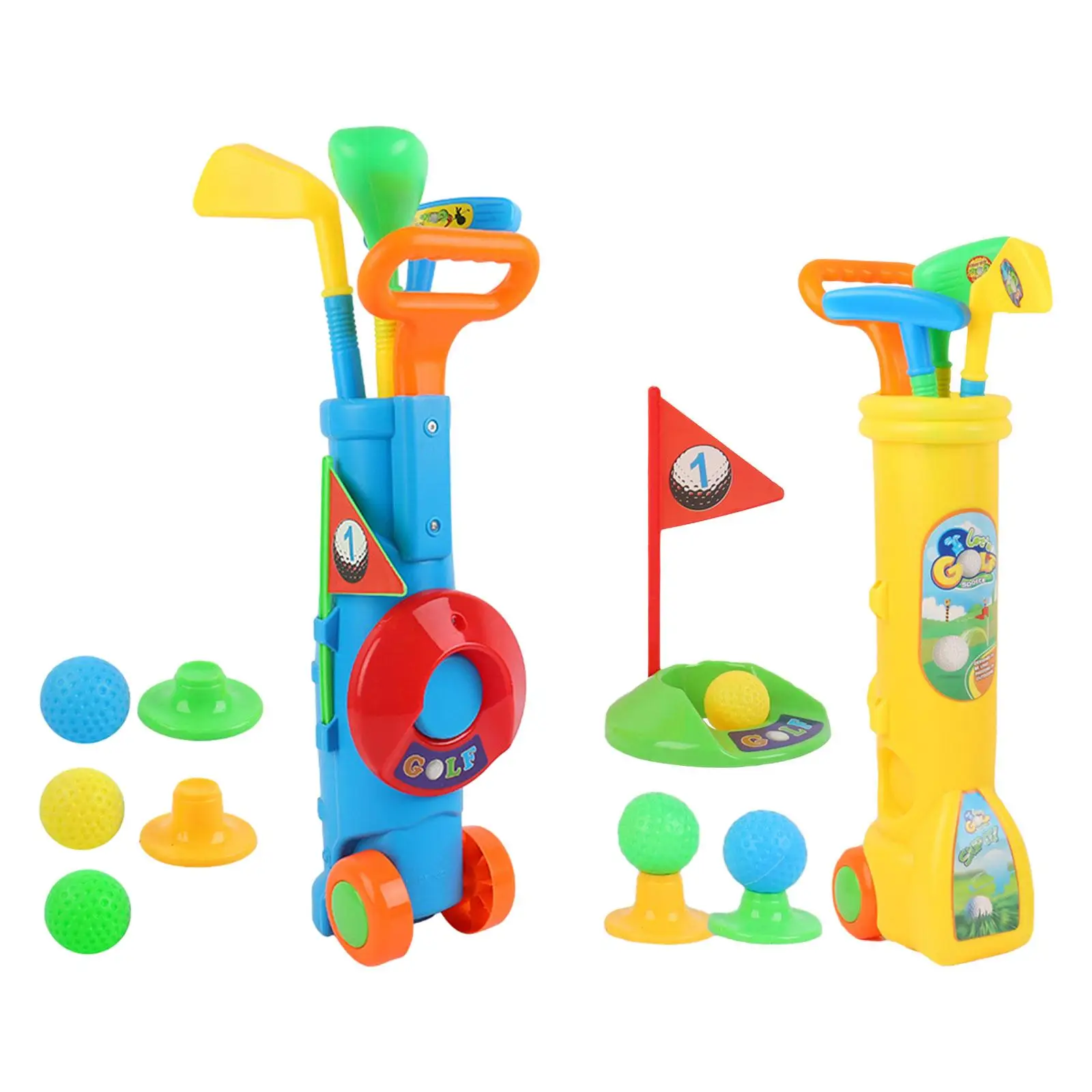 Kids Golf Club Set Toy Color Recognition Interactive Portable Outdoor Sports Toy Holiday Gift Babies Ages 3 4 5 6 Party Toy Kids