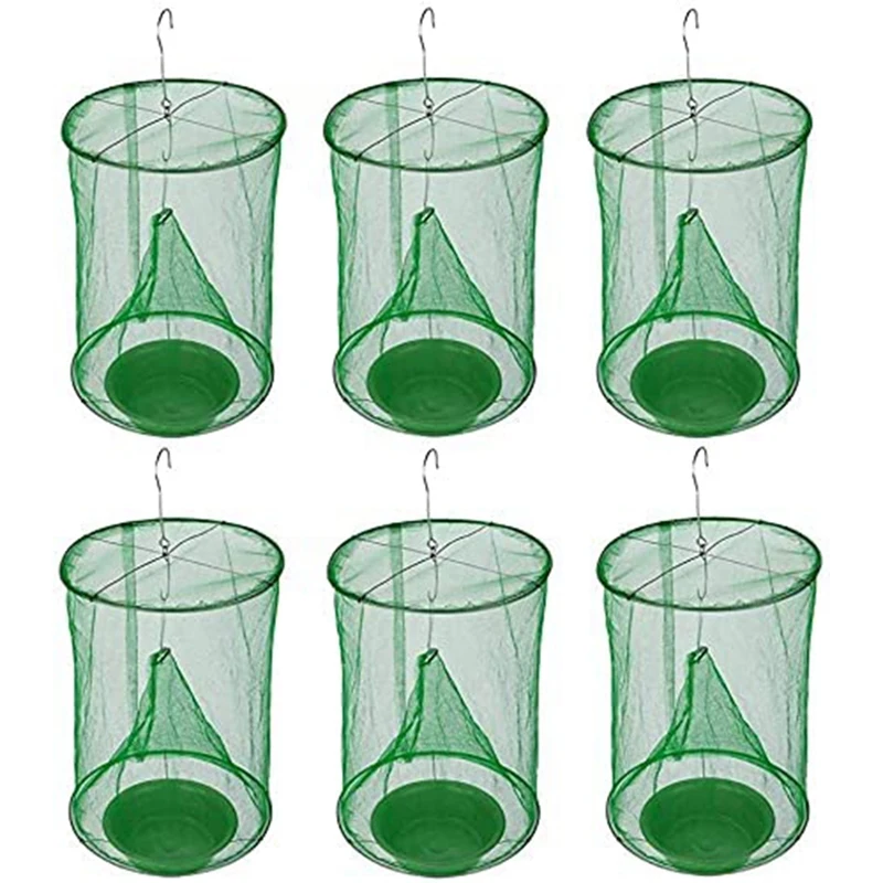 

HOT SALE Ranch Fly Trap With Bait Tray Outdoor Hanging Reusable Flay Catcher Cage For Indoor Outdoor Parks Restaurants Farms
