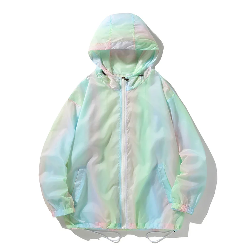 2024 Summer Thin Jacket Men Fashion Casual Color Hooded Jackets Mens Streetwear Hip-hop Loose Bomber Jacket Sunscreen Clothing