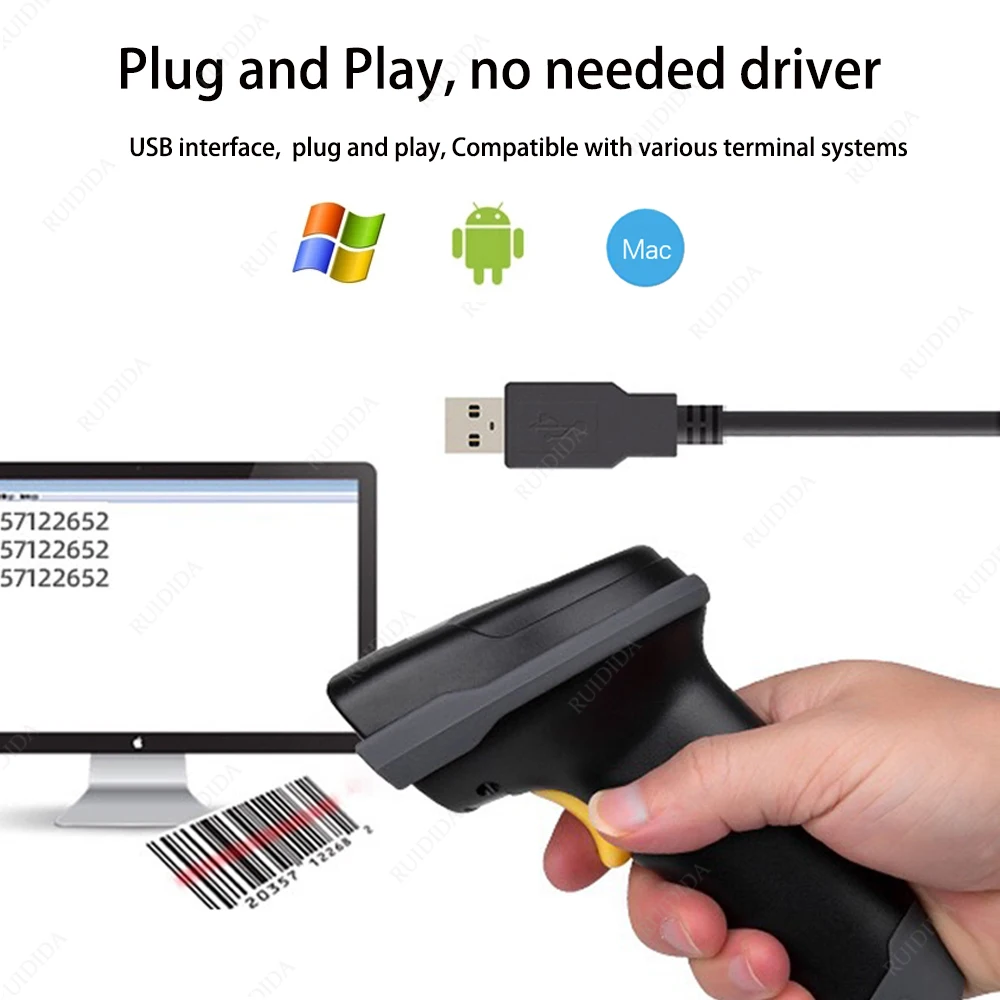 Scanner 2d Wireless with charging base qr Scanner Bluetooth Barcode Reader Code Bar Handheld Wireless Barcod PDF DM code