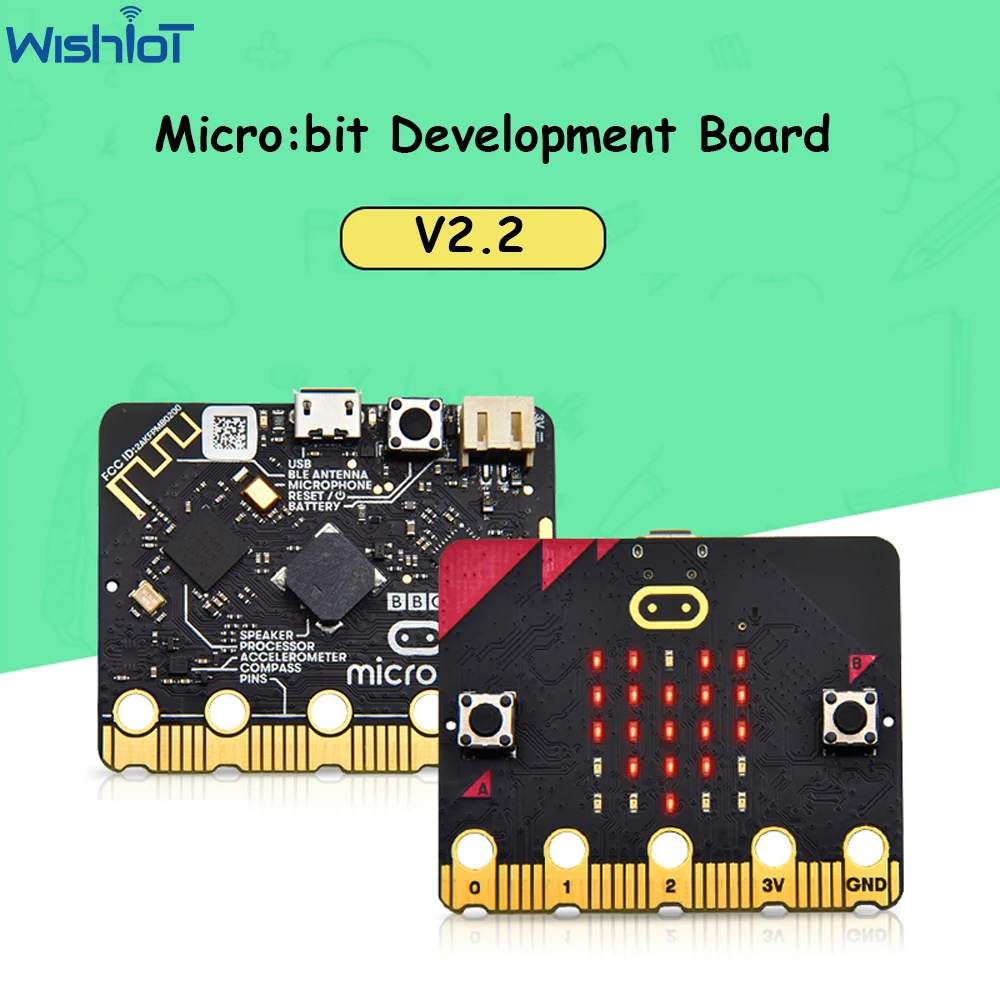 Original BBC Microbit V2.2 Development Board Support Makecode Python for Class Education Teaching Students Programming Learning micro bit 4 channel relay module shield 5v high trigger diy programming educational kids class teaching microbit expansion board