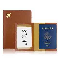 Customized Gold Airplane Passport Holder with Personal Initials - Personalized Travel Accessory and Wedding Gift (Brown 1)