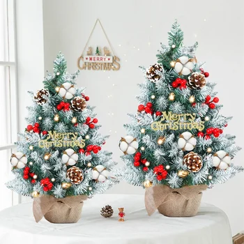 DIY 크리스마스 데스크탑 장식 미니 크리스마스 트리 세트, 테이블 탑 인공 소형 소나무 키트, Navidad 장식, 50 cm, 55 cm, 60cm