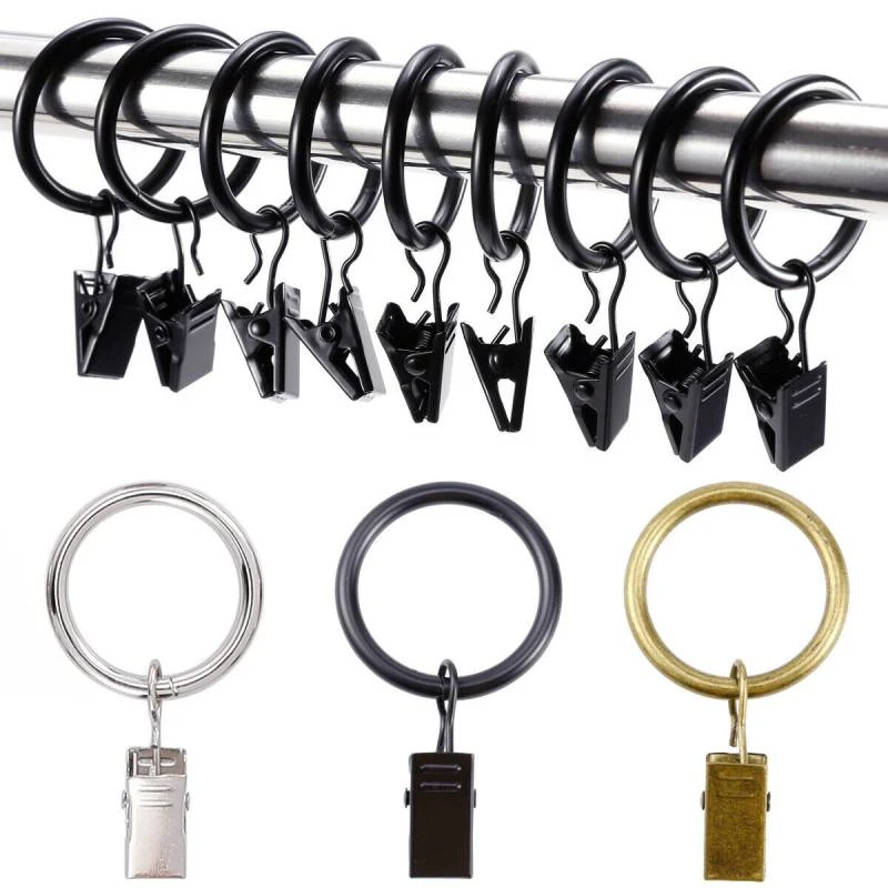 10pcs Metal Curtain Ring Clips With Hook Vintage Window Treatment