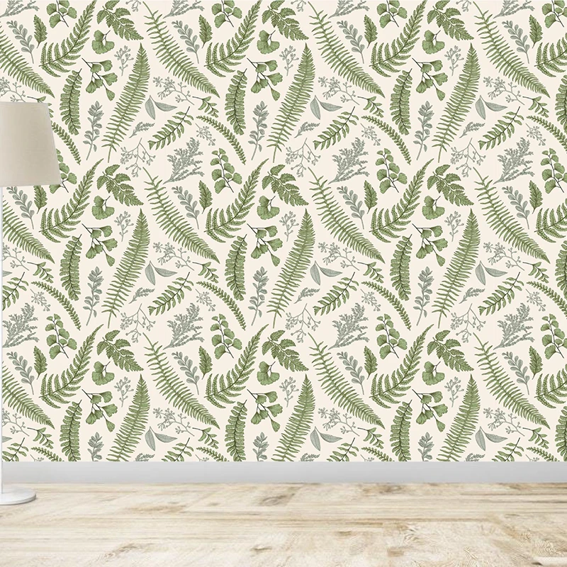 Light Green Leaves Vinyl Self Adhesive Wallpaper Living Room Bedroom Study Home Decor Stickers Furniture Makeover Wall Stickers