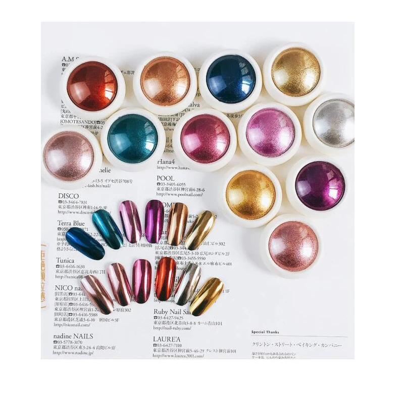 Gold Nail Mirror Glitter Powder 50 colors Metallic Chrome Dust Nail Art Gel Polish Chrome Pigment Rub Mirror Effect Manicure nail powder nail pigment nail glitter nail decoration nail decorations nail powder set