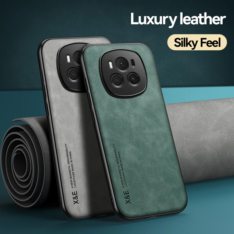 Leather Magnetic Car Holder Phone Case - Shockproof Soft Back Cover