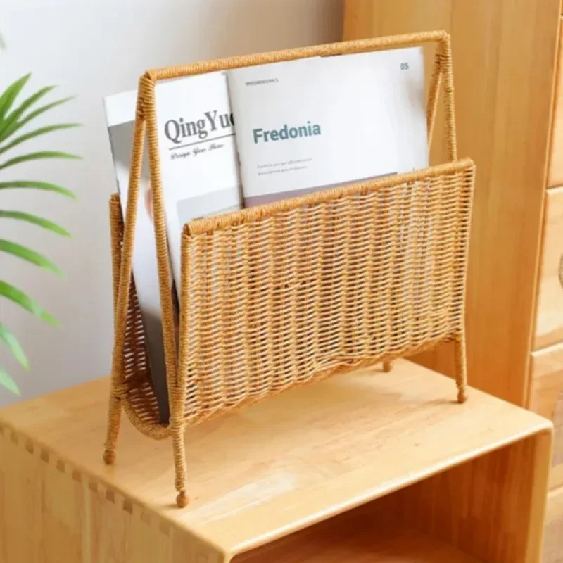 Kens Creative Vine Weaving Homestay Coffee Shop Magazine Rack Sample Home Living Room Book And Newspaper Storage Basket