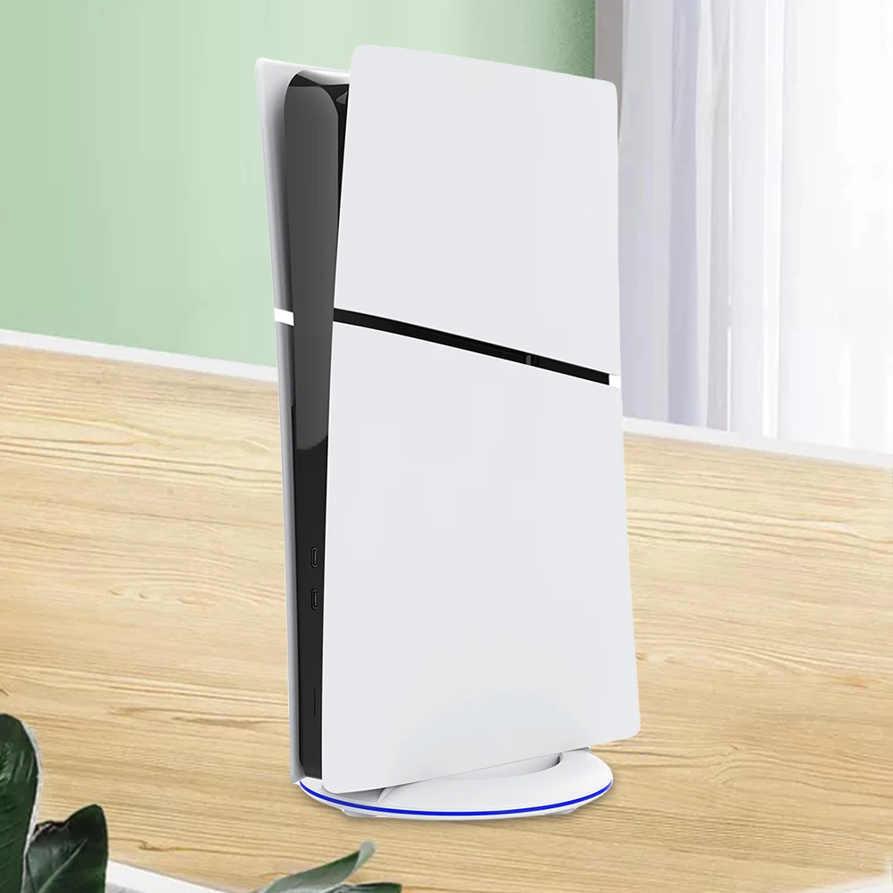 RGB 수직 스탠드 LED 베이스 게임 스탠드 콘솔 베이스 브래킷, PS5 슬림 디스크 및 디지털 버전용 미끄럼 방지 패드 포함