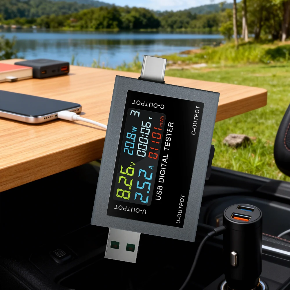 USB Typ-C Ladetester DC 4,5-50V 0-8A Multifunktions-Digital-Display Voltmeter Amperemeter Leistungsmesser Ladekapazitätstester – Detail 9