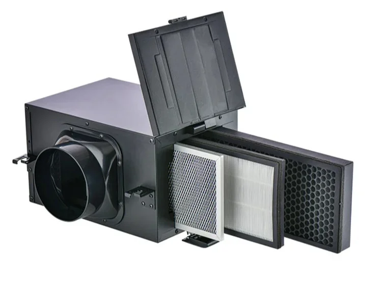 Description Picture 3 of item145mm 3 Layers Pre Purification Box For Fresh Air System Formaldehyde Removal Smoke And Dust Filter Screen Indoor Air Filter Box