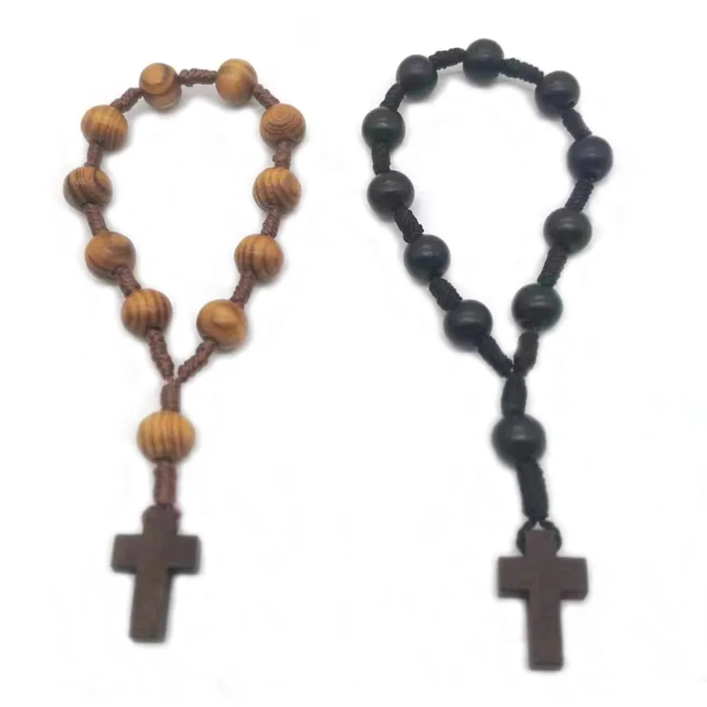 Hot-selling-vintage-wooden-bead-prayer-bracelet-wooden-cross-pendant-Peruvian-knot-car-hanging-prayer-bead