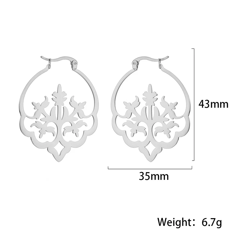 Koreanische Glänzenden Hohl Clip Ohrring Gold Farbe Glück Baum Bling Hoops Hochzeit Ohrringe für Frauen Goldene Farbe Schmuck Weihnachten – Detail 2