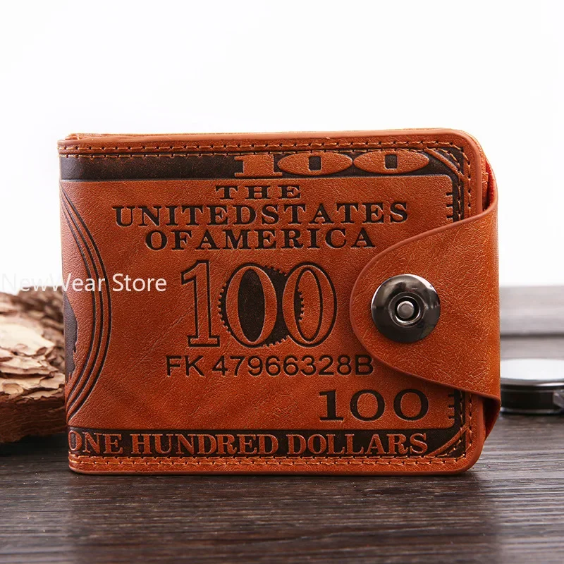 Men's Wallets with Dollar Pattern Hasp Male Leather Wallet with Zipper Card Holder Coin Pocket Purse Cartera Hombre Carteras