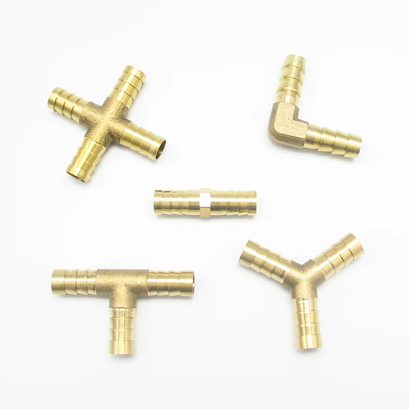 Hose Pipe Fitting 4mm 5mm 6mm 8mm 10mm 12mm 14mm 16mm 19mm 25mm Brass Barbed Straight Elbow Tee Y 2 3 4 Way Connector