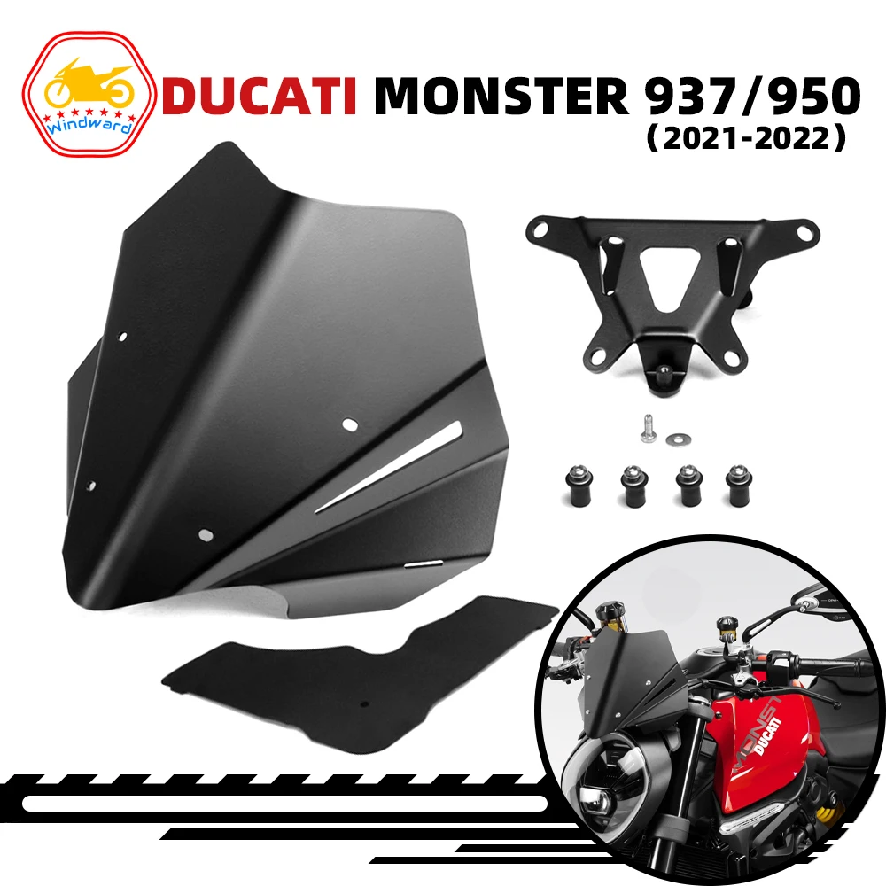 

Motorcycle CNC Aluminum Windscreen Windshield Visor Fits For DUCATI MONSTER 937 950 2021 2022 monster937 monster950 21-22