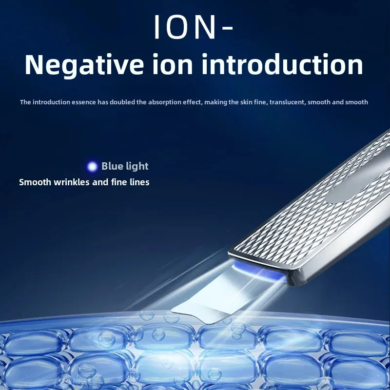 Cross-Border Bestseller Red Blue Light Ultrasonic Skin Cleansing Tool EMS Blackhead Removal Facial Pore Cleaning Machine