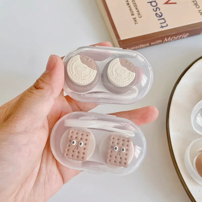 Women Girl Cute Cat Bear Bow Contact Lens Case Women Cute Cartoon Color Travel Set Lens Container Eye Contact Lenses Storage Box