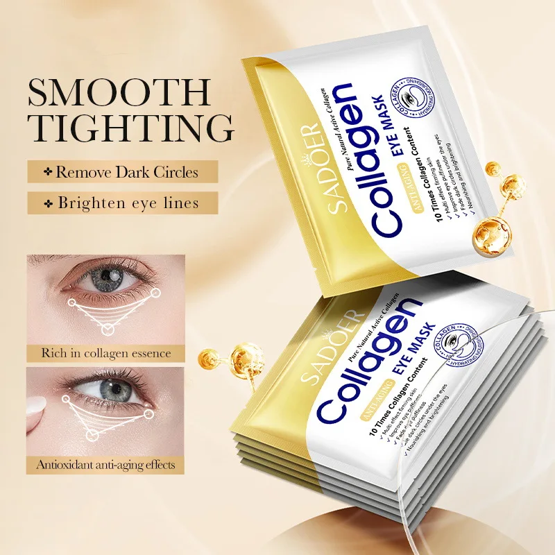 20pcs=10 Pairs SADOER Crystal Collagen Eye Mask Anti Dark Circles Remove Eyes Bags Moisturizing Eyes Patches Gel Masks Skin Care