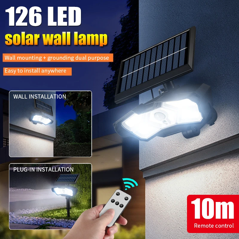 

126 светодиодный/COB Солнечный Ландшафтный фонарь, уличный IP65 Водонепроницаемый фонарь на солнечной батарее с 3 режимами, солнечный садовый фонарь для двора, лужайки, дорожки