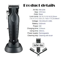 KM2296 Kemei Original Professional Rechargeable Hair Trimmer Adjustable Hair Clipper USB Carving Barber Salon 2