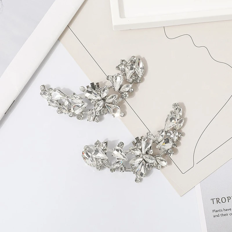 1 זוג נעלי נשים פרחוניות עם אבזם DIY קליפ נעליים נשלף נעלי כלה עקב גבוה אביזרי נעליים מבריקים תכשיטים