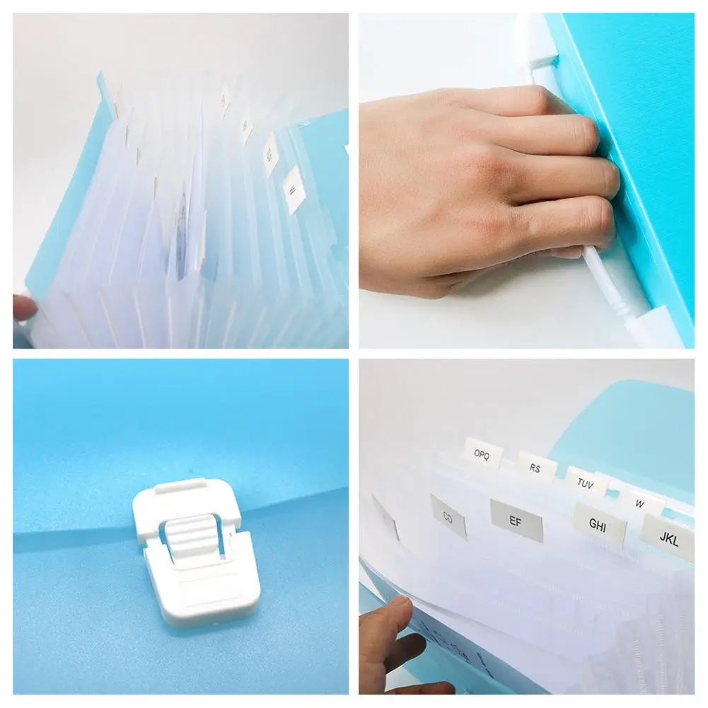 File Folder Multi-pages 13 Pockets Document Folder with Handle Examination Paper Accordion File Organizer School Supplies