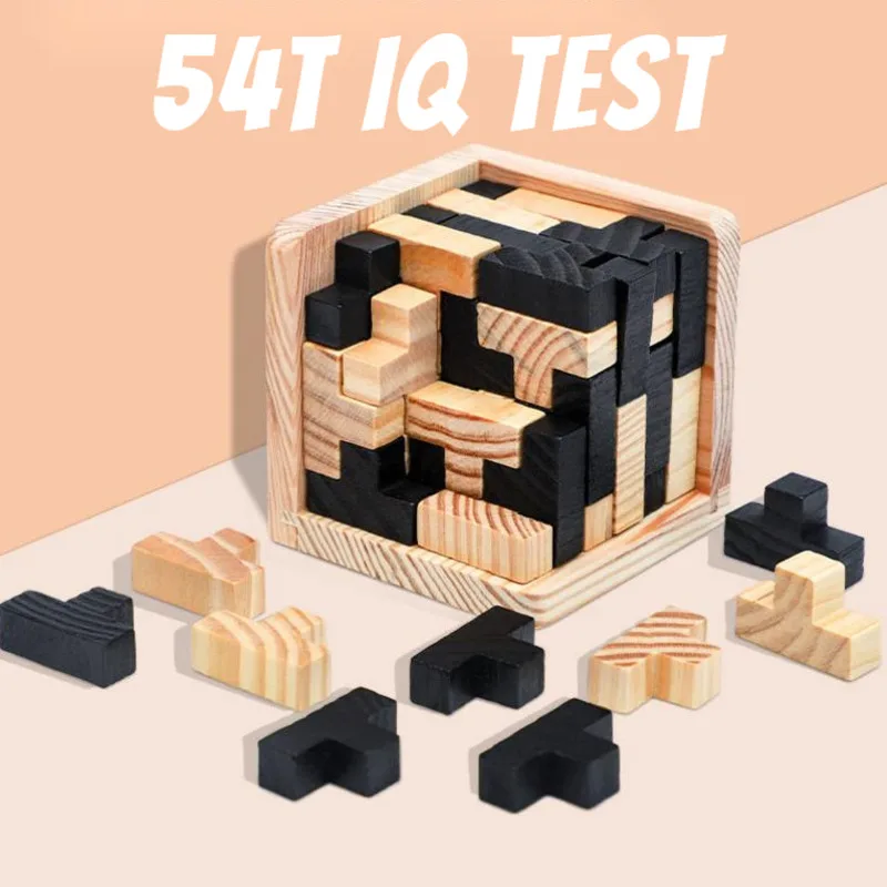 Creative 3D Wooden Cube Puzzle Ming Luban Interlocking Educational Toys For Children Kids Brain Teaser Early Learning Toy Gift educational intelligence game luban lock valentine s day gift 3d wooden heart shape cube iq puzzle brain teaser russia ming lock